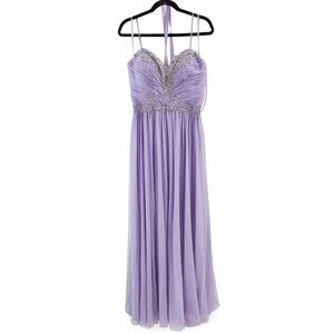 FIESTA Fashion Lavender Sequin Chiffon Formal Gown Spaghetti Strap L